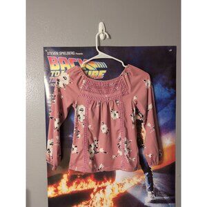 Sunset West Pink Floral Long Sleeve Blouse Junior Size S